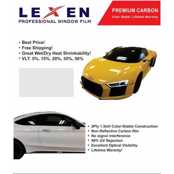 Film solaire automobile LEXEN CARBON MADE IN USA (vendu au rouleau)